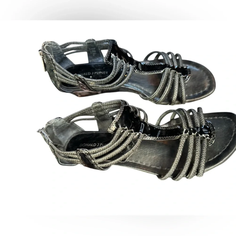Donald J. Pliner Black Gladiator Style Wedges Size 8